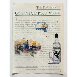 Vintage 1990 Wyborowa Polish Vodka Liquor Flat Earth Advertisement Print Ad
